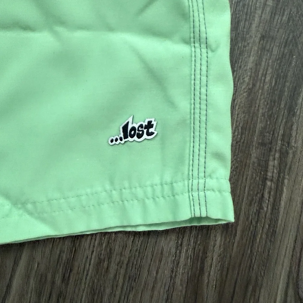 Lost Board Shorts Mens Size 32 Surf Swim Trunks Pink‎ Gray Green Striped